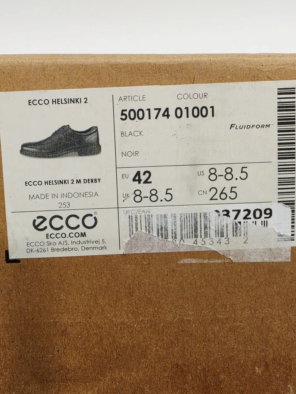 Ecco Helsinki 2 Derby Black Leather Men's Derby Dress Shoes EU 42/US 8-8.5